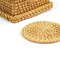 Honey Brown Set of 6 Round Natural Rattan Placemats with Rectangular Holder